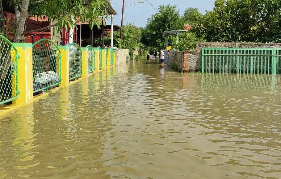 Luapan Sungai Cimanuk Rendam Kecamatan Pasekan Indramayu