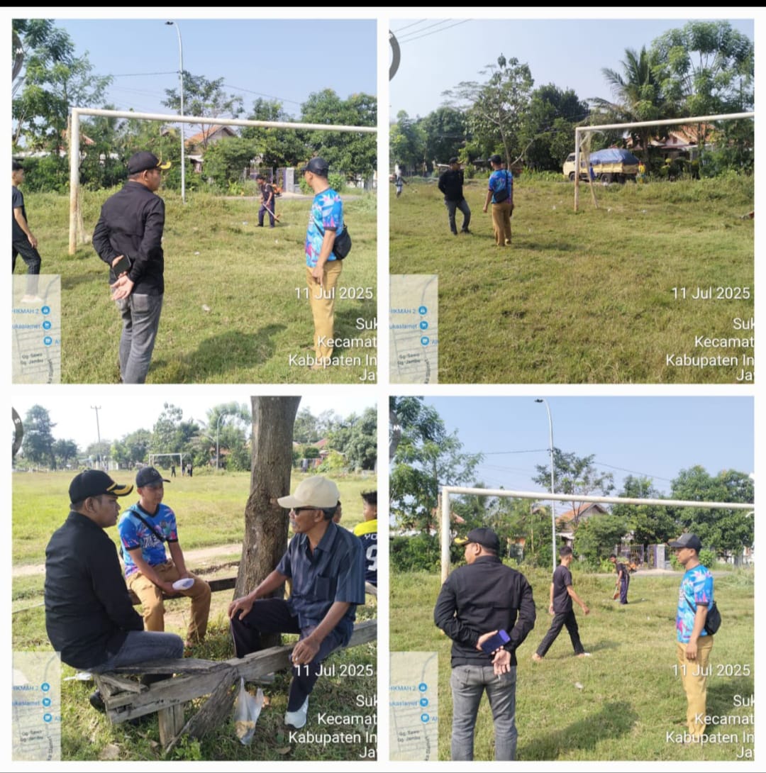 Lapangan Sepak Bola di Desa Sukaselamet Sedang, Pemotongan Rumput